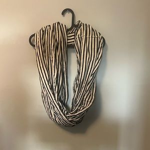 American Apparel Black and White Striped Circle Scarf